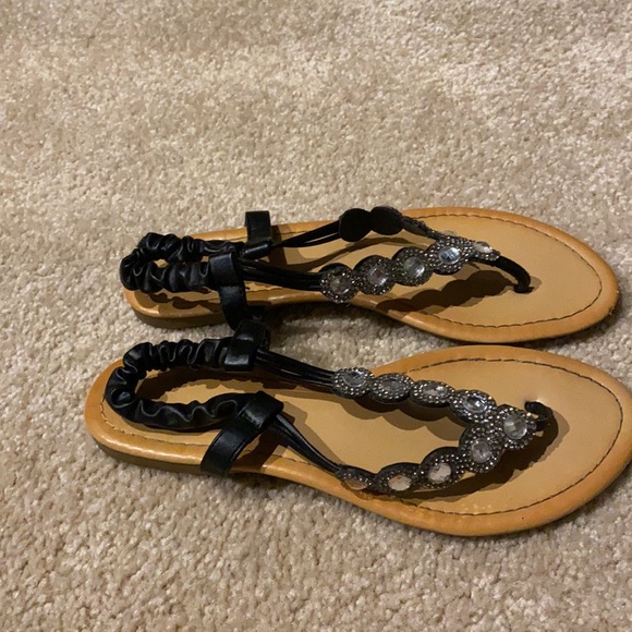 Black Rhinestone Sandals - Picture 4 of 6